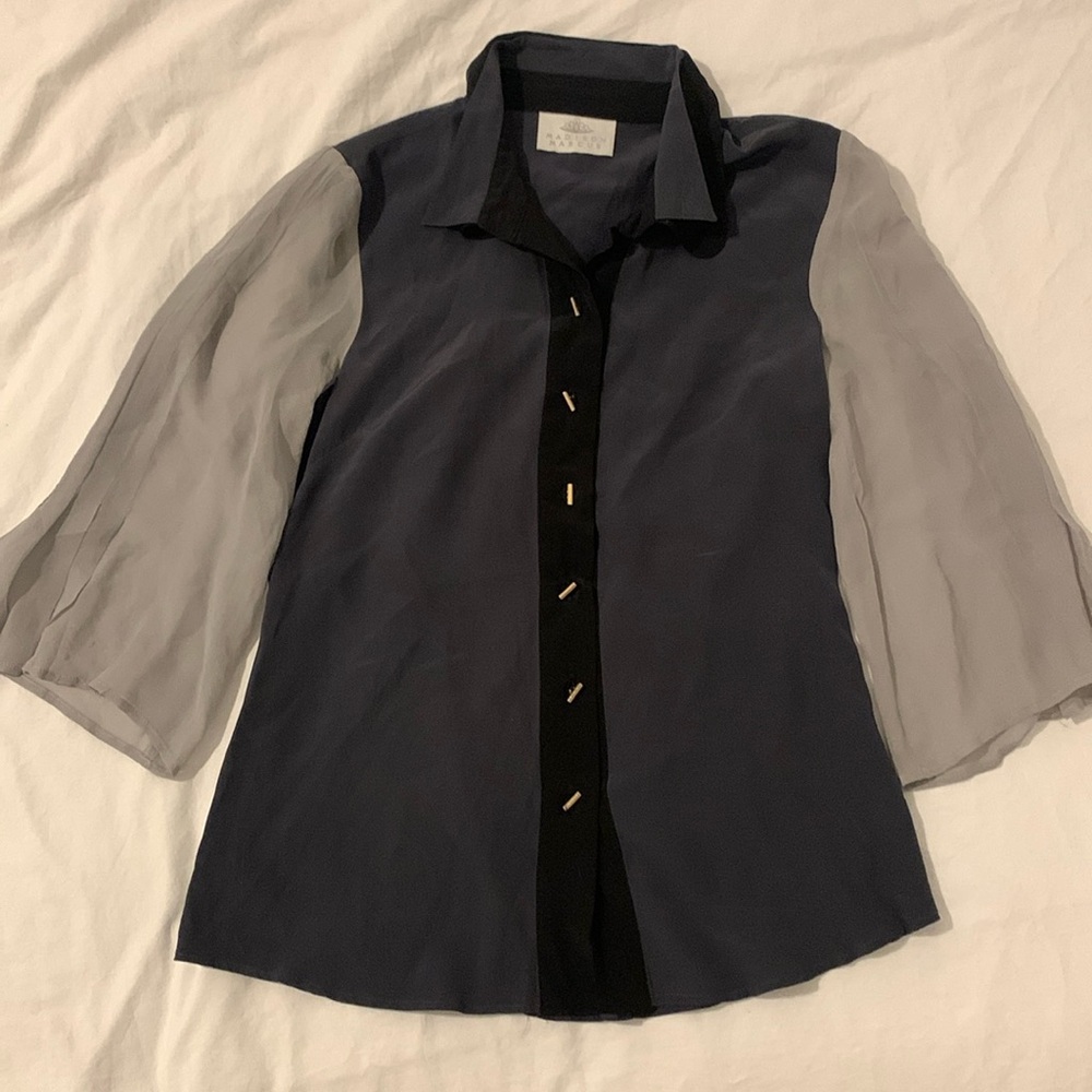 Madison Marcus 100% silk color block blouse size small